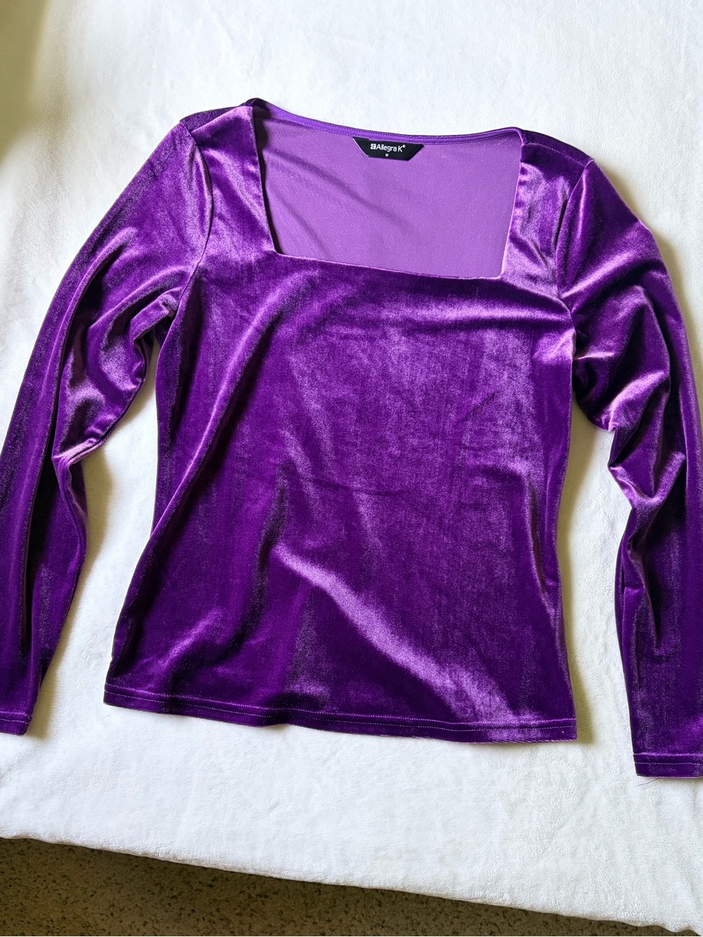 Purple velvet long sleeve top